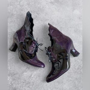 Ellie Shoes Black & Dark Purple Spiderweb Witch Gothic Heels